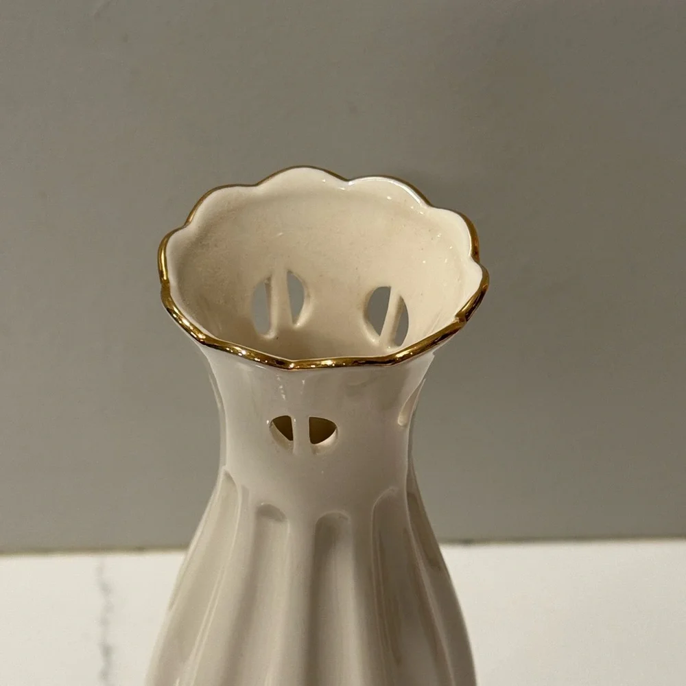 Lenox Ivory and Gold Trim Bud Vase